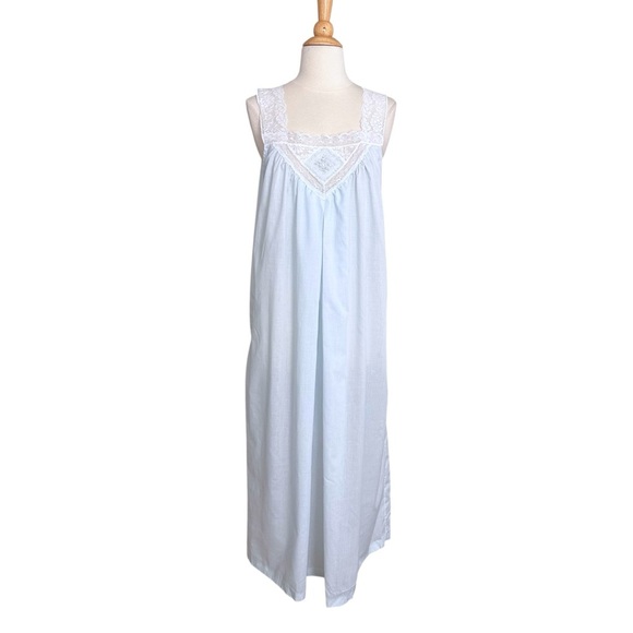 Vintage Sears Powder Blue Lace Nightgown Cottagecore Soft Girl Y2K Sleepwear M/L - Picture 10 of 14